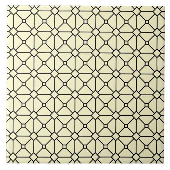 Azulejo De Cerâmica Rhombus de padrão preto e amarelo do moderno Boho (Frente)