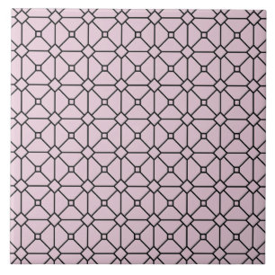 Azulejo De Cerâmica Rhombus de padrão preto e rosa do Modern Boho
