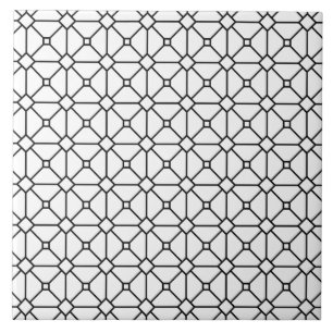 Azulejo De Cerâmica Rhombus Padrão Branco e Preto do Modern Boho