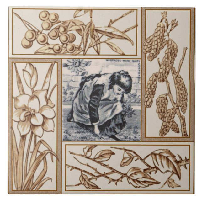 Azulejo De Cerâmica Rhyme do Enfermeiro Repro VIctorian "Contrary Mary (Frente)