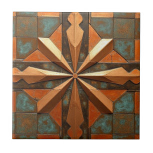 Azulejo De Cerâmica Rica Estrela Geométrica Dourada Metálica de Cobre