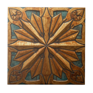 Azulejo De Cerâmica Rica explosão de estrela geométrica dourada metáli