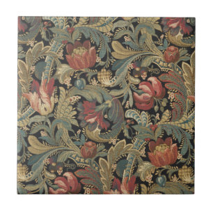 Azulejo De Cerâmica Rica Tapeçaria de Brocado Floral Vitoriana Antiga