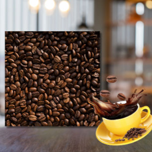 Azulejo De Cerâmica Rich Brown Coffee Beans Padrão Café/Bar Café