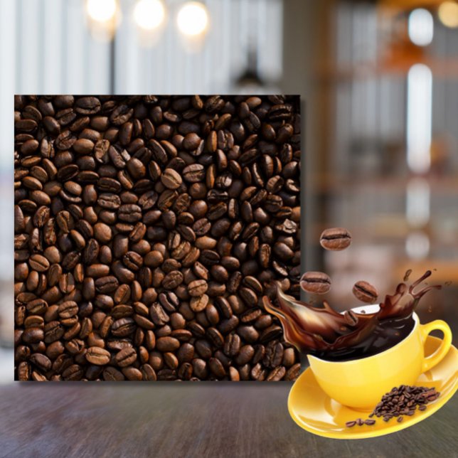 Azulejo De Cerâmica Rich Brown Coffee Beans Padrão Café/Bar Café (Wake up your café or coffee bar with this stylish coffee beans pattern ceramic tile!)