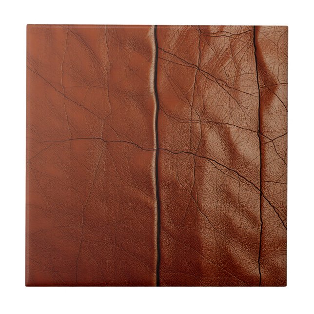 Azulejo De Cerâmica Rich Brown Leather Texture Pattern (Frente)