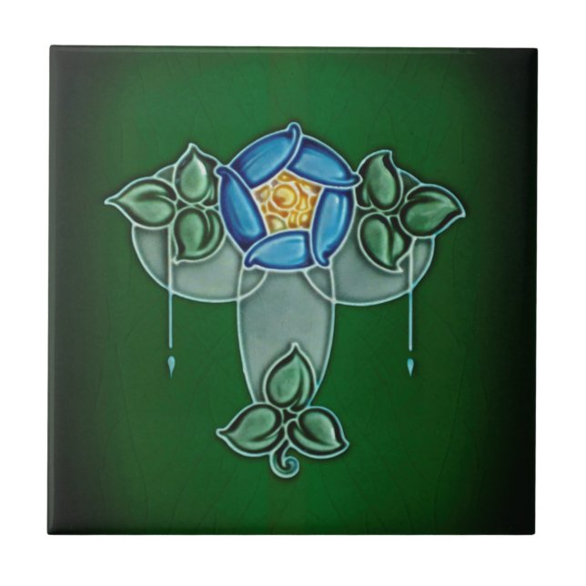Azulejo De Cerâmica Rich Jewel Tone Art Nouveau Mackintosh Rosa Repro (Frente)