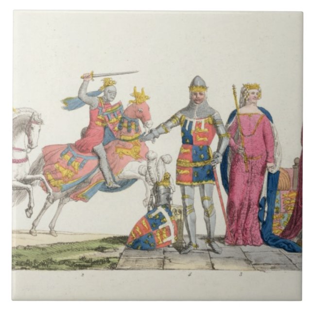 Azulejo De Cerâmica Richard o Lionheart, John de magriço, Edward III, (Frente)