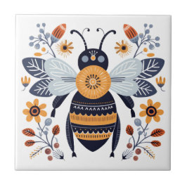 Azulejo De Cerâmica Rico Boho Honey Bee Scandinavian FolArt