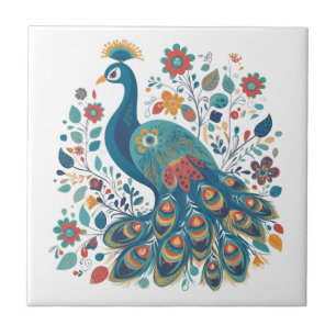 Azulejo De Cerâmica Rico Boho Peacock Scandinavian Folart