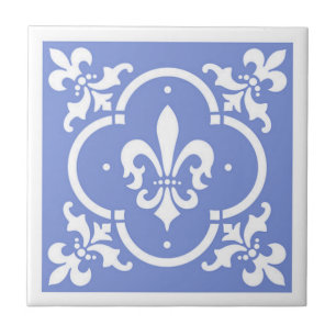 Azulejo De Cerâmica Rico Fleur De Lis Blue