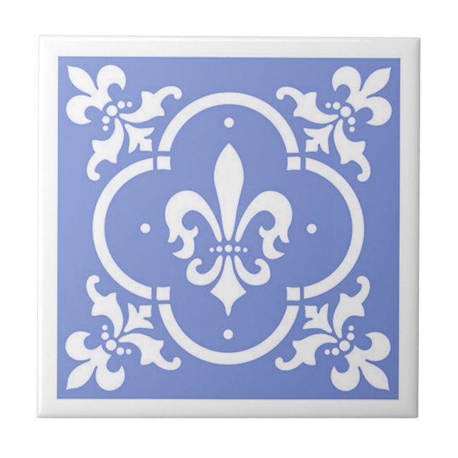 Azulejo De Cerâmica Rico Fleur De Lis Blue (Frente)