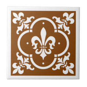 Azulejo De Cerâmica Rico Fleur De Lis Brown