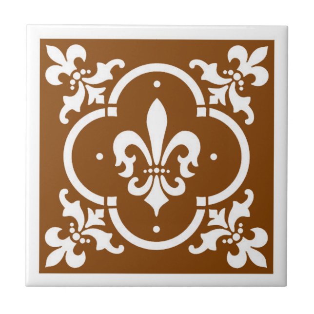 Azulejo De Cerâmica Rico Fleur De Lis Brown (Frente)