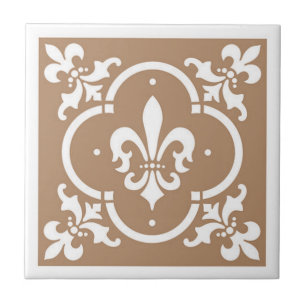 Azulejo De Cerâmica Rico Fleur De Lis Tan