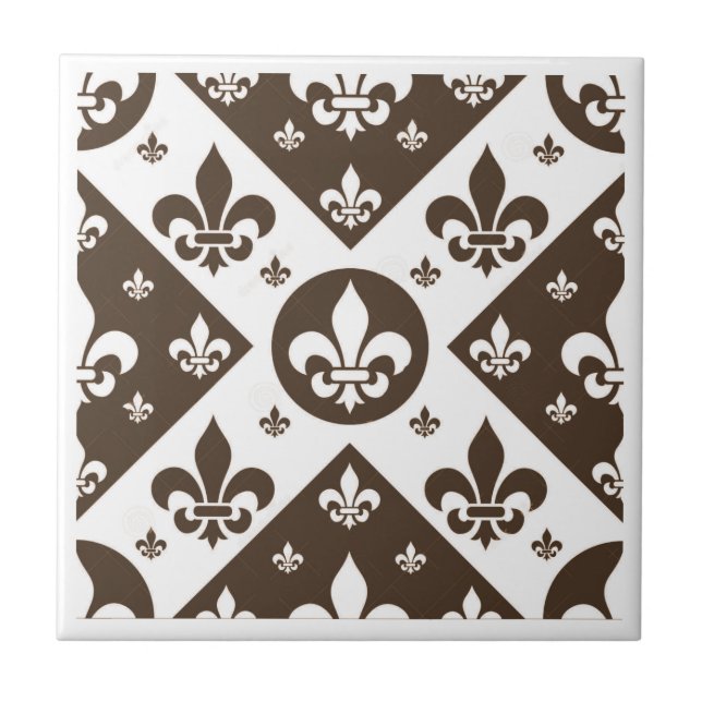 Azulejo De Cerâmica Rico Fleur De Lis Tan (Frente)