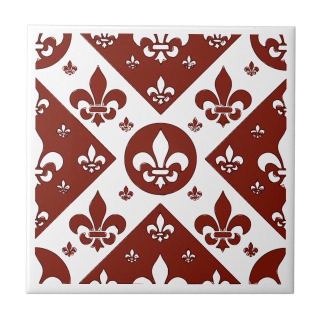 Azulejo De Cerâmica Rico Fleur De Lis Tan (Frente)
