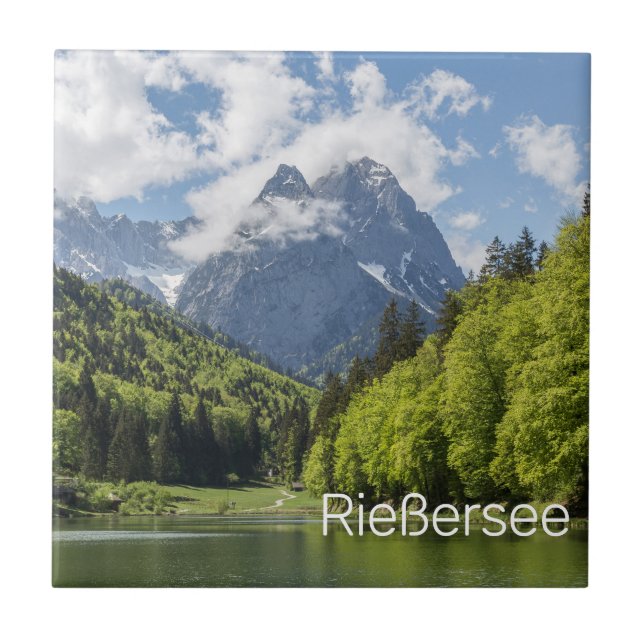 Azulejo De Cerâmica Riessersee Alps Garmisch Partenkirchen Bavaria (Frente)
