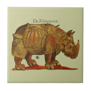 Azulejo De Cerâmica Rinocerontes Rinocerontes de Vintage Rhino Durer A