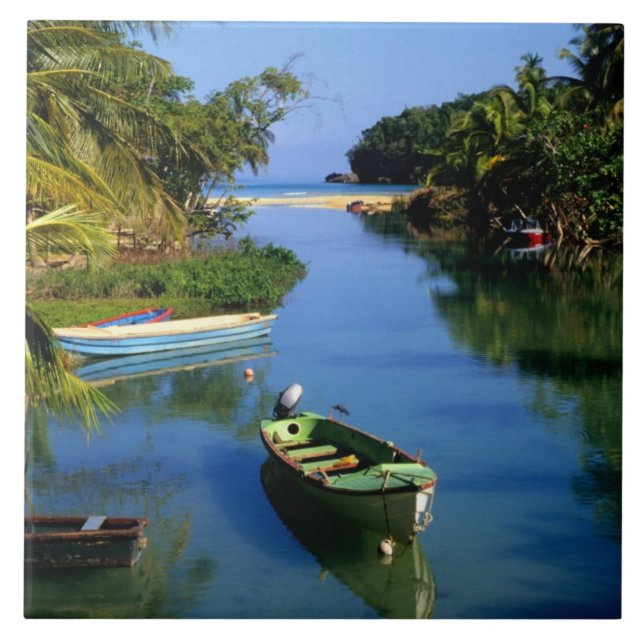 Azulejo De Cerâmica Rio Cênico perto de Ocho Rios na Jamaica (Frente)