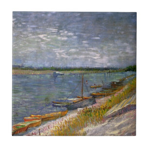 Azulejo De Cerâmica Rio com Barcos a Remo por Vincent van Gogh
