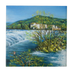 Azulejo De Cerâmica RIO DE ARNO NA Paisagem Toscana ROVEZZANO Florence