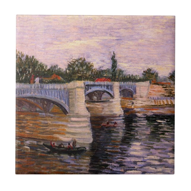 Azulejo De Cerâmica Rio Van Gogh Seine com Pont del Grande Jette (Frente)