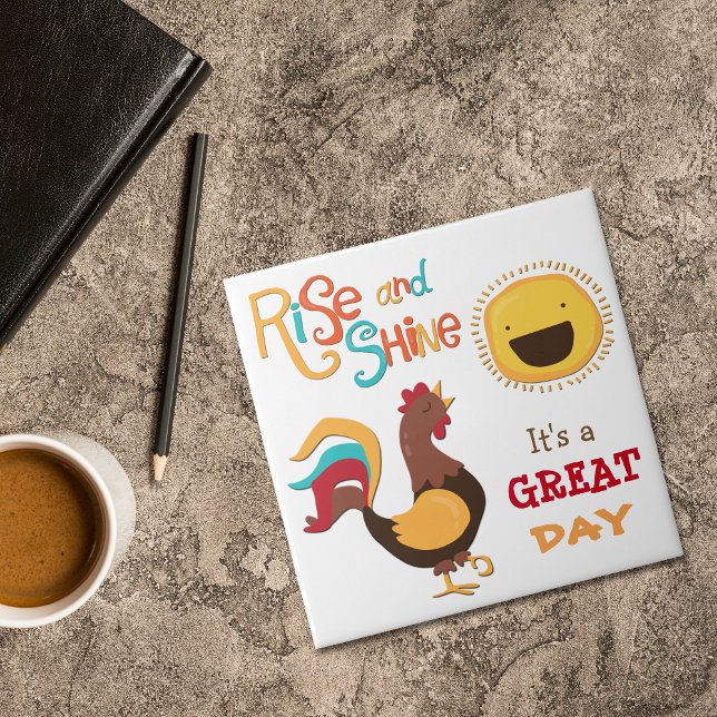 Azulejo De Cerâmica Rise e Shine Rooster (Criador carregado)