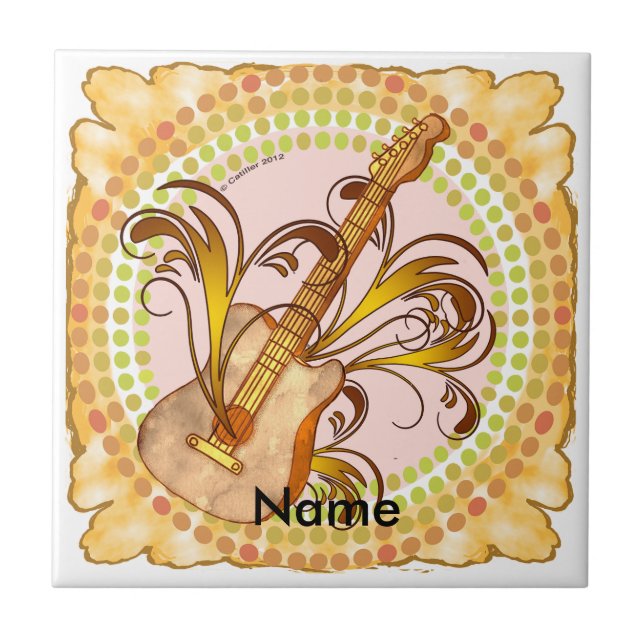 Azulejo De Cerâmica Ritmo de Guitarra (Frente)