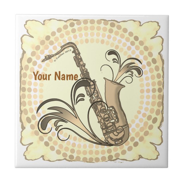 Azulejo De Cerâmica Ritmo de Saxofone  (Frente)