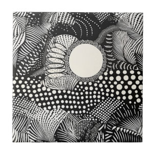 Azulejo De Cerâmica Ritmo em Preto e Branco – Abstrato Monocromático 1