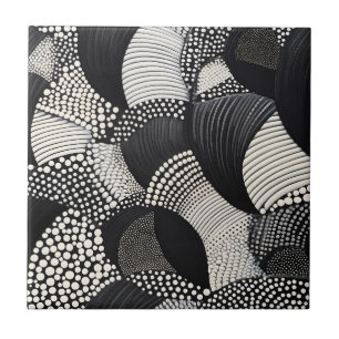 Azulejo De Cerâmica Ritmo em Preto e Branco – Abstrato Monocromático 5