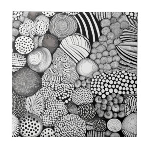 Azulejo De Cerâmica Ritmo em Preto e Branco – Abstrato Monocromático 6