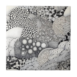 Azulejo De Cerâmica Ritmo em Preto e Branco – Monocromo Abstrato 2