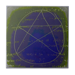 Azulejo De Cerâmica ritual mágico escuro do círculo do pentagram