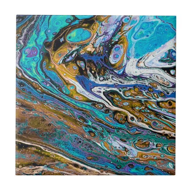 Azulejo De Cerâmica River Beach, water and stones abstrato (Frente)