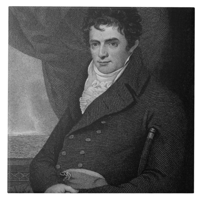 Azulejo De Cerâmica Robert Fulton (1765-1815), gravado pelo parque de (Frente)
