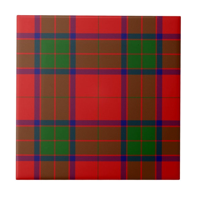 Azulejo De Cerâmica Robertson tartan xadrez verde vermelha (Frente)