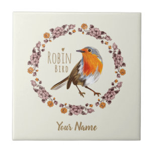 Azulejo De Cerâmica Robin Botanic Vintage Flores para amante de pássa