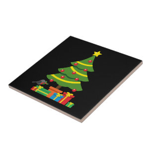Azulejo De Cerâmica Robin e Coloridos Presentes Na Árvore De Natal