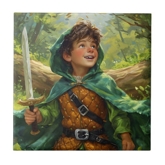 Azulejo De Cerâmica Robin Hood retratado como uma criança