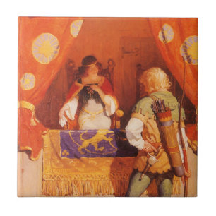 Azulejo De Cerâmica Robin Hood Vintage Encontra Donzela Marian por NC 