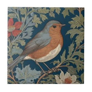 Azulejo De Cerâmica Robin Red Breast Bird William Morris estilo Direit