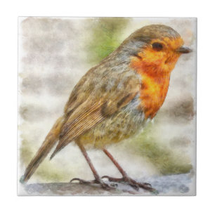 Azulejo De Cerâmica Robin Winter Watercolor