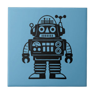 Azulejo De Cerâmica Robô Inspirado no Retro Meio do Século