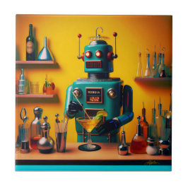Azulejo De Cerâmica Robô Retro Futurista ROBIA 12J2 Mixologista