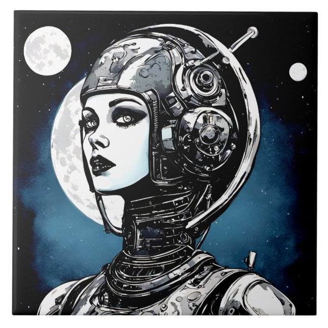 Azulejo De Cerâmica Robot Mulher VI (Frente)