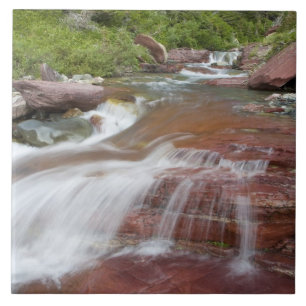 Azulejo De Cerâmica Rocha vermelha em Baring Creek no Glacier National