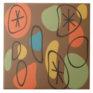 Azulejo De Cerâmica Rochas de Abstrato de Arte Retroativa Escuras Mult