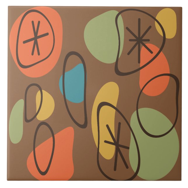 Azulejo De Cerâmica Rochas de Abstrato de Arte Retroativa Escuras Mult (Frente)